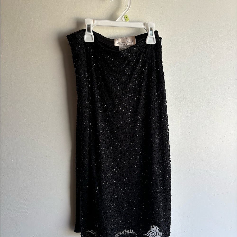 Vintage Embellished Black Midi Skirt